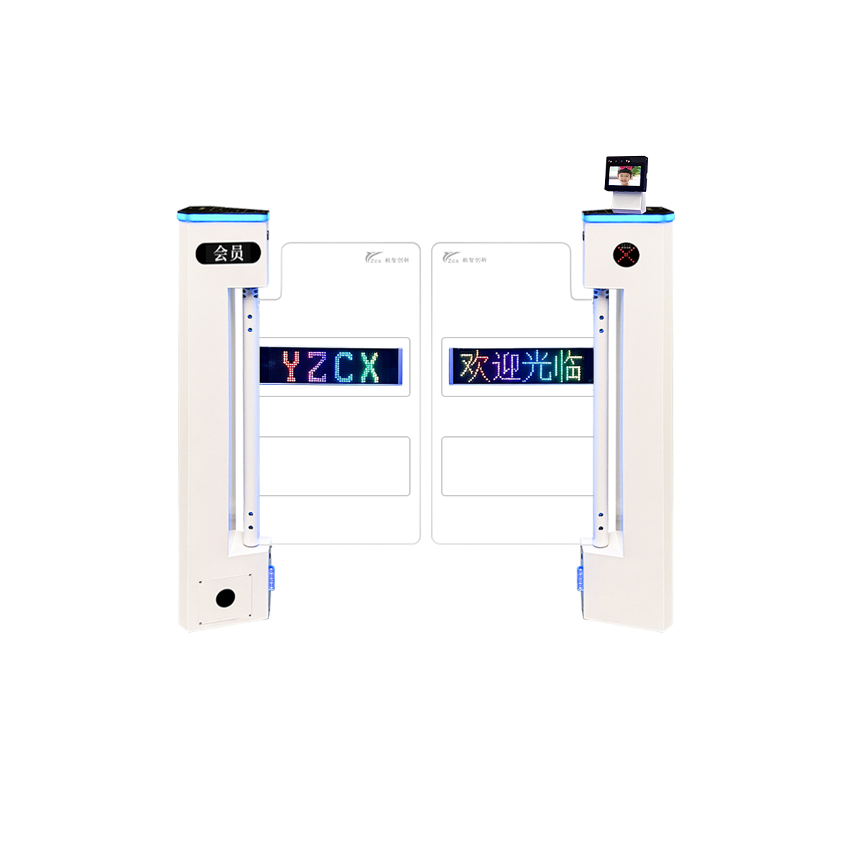 三角立式摆闸【人脸识别进+感应出】