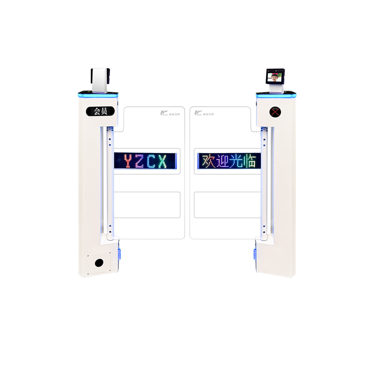 三角立式摆闸【人脸识别进+人脸识别出】