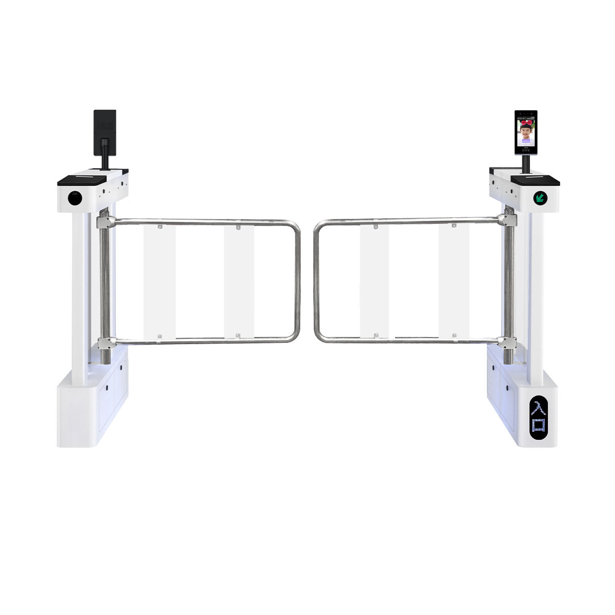 单通道【人脸识别进+人脸识别出】不锈钢加宽摆臂