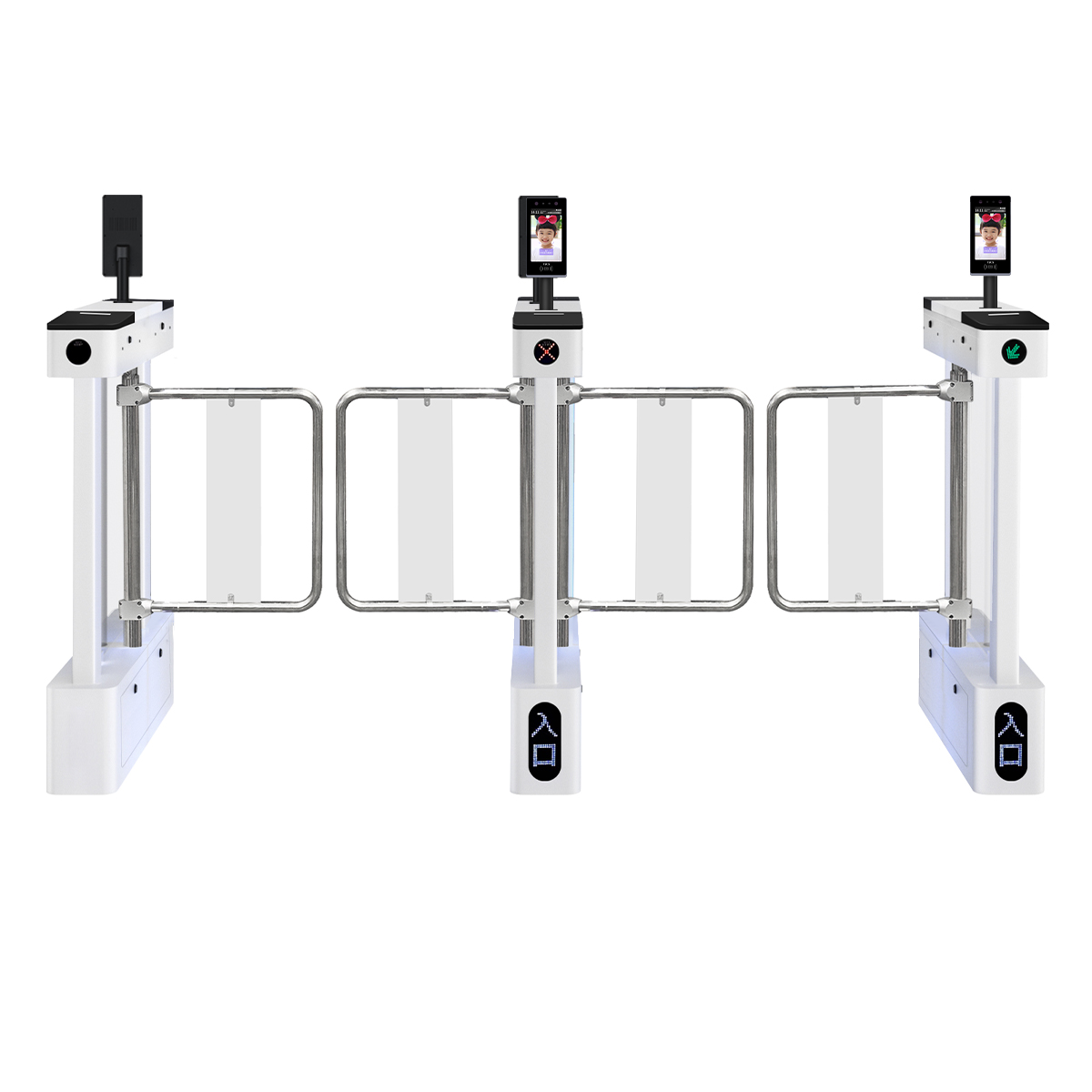 双通道【人脸识别进+人脸识别出】不锈钢加宽摆臂